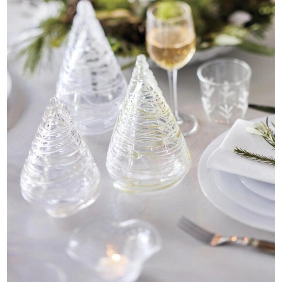 GOLD SWIRL 9IN-LARGE STUDIO CHRISTMAS BLOWN GLASS TREE DECOR BY MARIPOSA - Picture 2 of 9